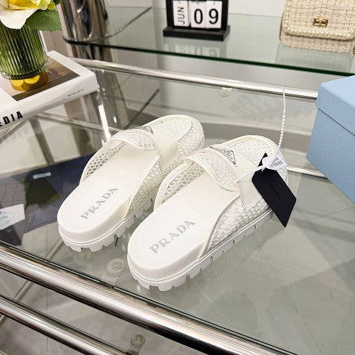 Prada Technical Mesh Open-Back Mule Loafers