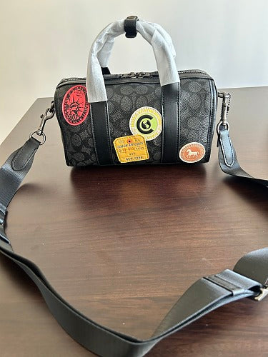 Coach Black Signature Patch Boston Bag