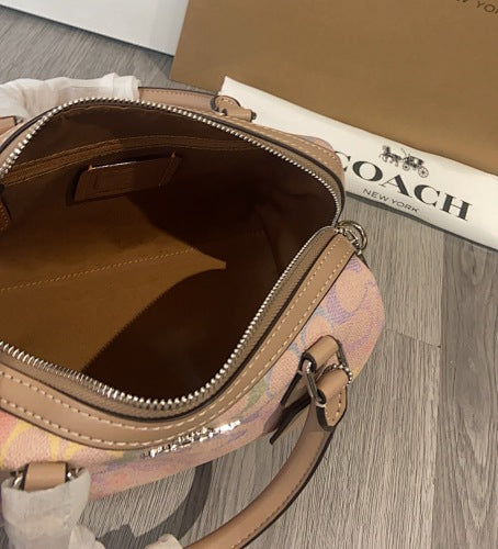 Coach Rowan Satchel in Pastel Multicolor Signature Canvas