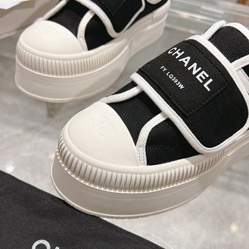 Chanel black-and-white Mary Jane platform sneakers