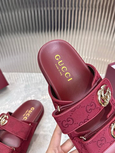 Gucci GG Monogram Double-Strap Slide Sandals