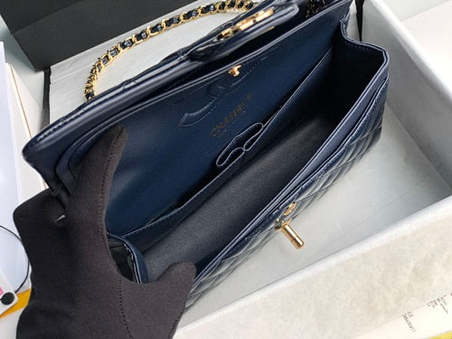 Chanel Black Patent Leather Quilted Classic Double Flap Bag