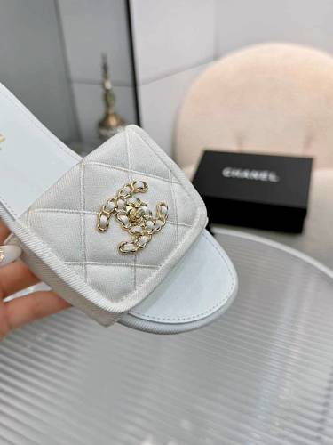 Chanel Quilted CC Logo Slide Sandals