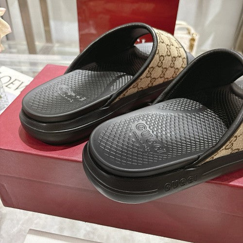 Gucci GG Supreme Monogram Platform Slide Sandals