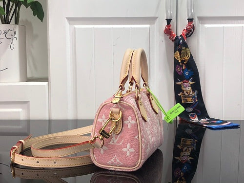 Louis Vuitton Nano Speedy Pink Monogram Jacquard Denim