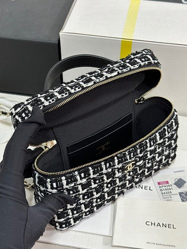 Chanel Black & White Tweed Vanity Case