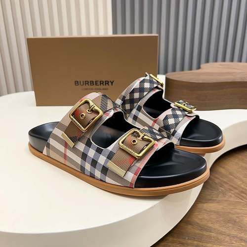 Burberry Vintage Check Double-Buckle Slide Sandals