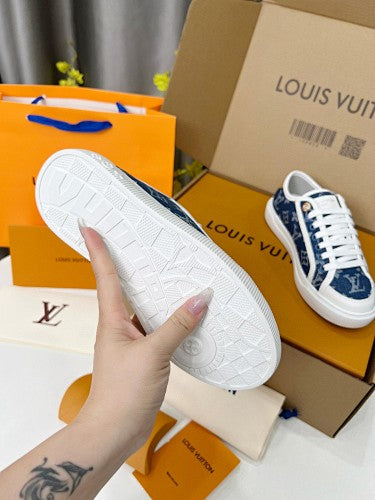 Louis Vuitton LV Trainer–style Monogram Denim Low-Top Sneakers