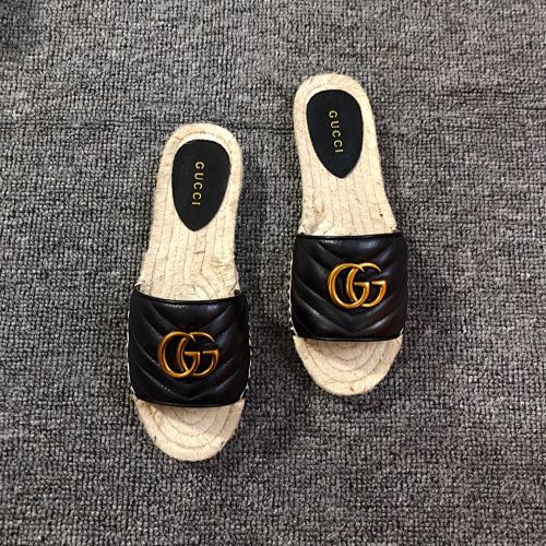 Gucci GG Marmont Matelassé Leather Espadrille Slides