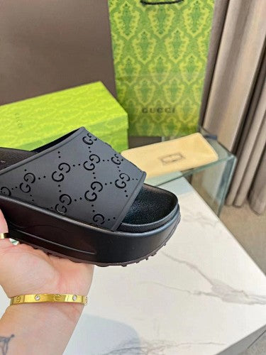 Gucci GG Perforated Platform Slide Sandals