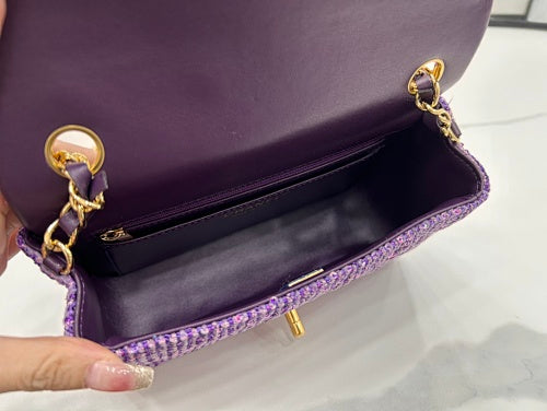 Chanel Purple Tweed Mini Flap Bag
