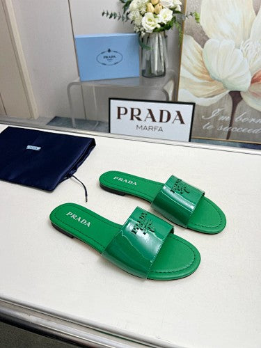 Prada Logo Flat Slide Sandals