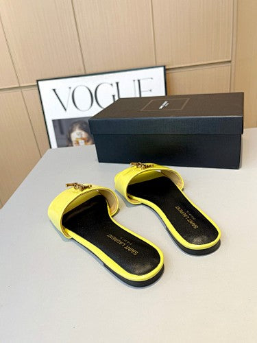 Saint Laurent YSL Cassandre Logo slide sandals