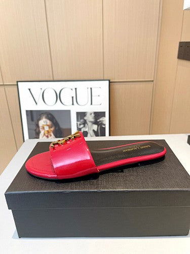 Saint Laurent YSL Cassandre Logo slide sandals