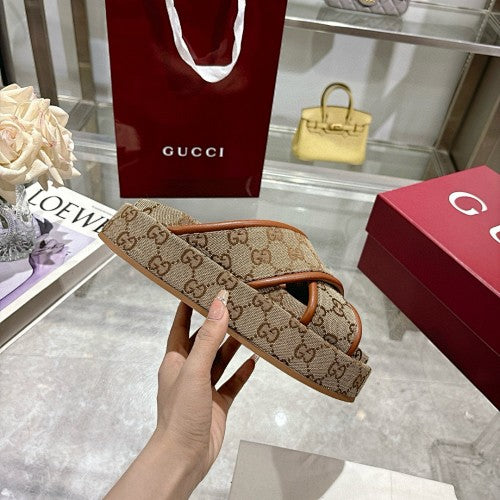 Gucci GG Monogram Canvas Platform Slide Sandals