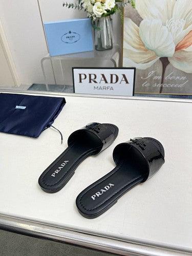 Prada Logo Flat Slide Sandals