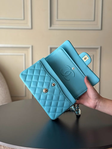 Chanel Classic Flap Bag in Turquoise/Aqua Blue Quilted Leather