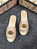 Gucci GG Marmont Matelassé Leather Espadrille Slides