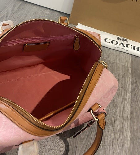 Coach Pink Signature Boston Satchel