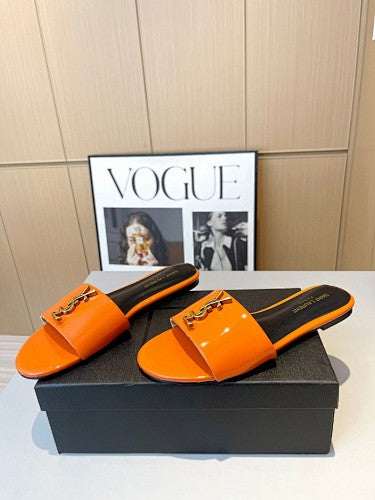 Saint Laurent YSL Cassandre Logo slide sandals