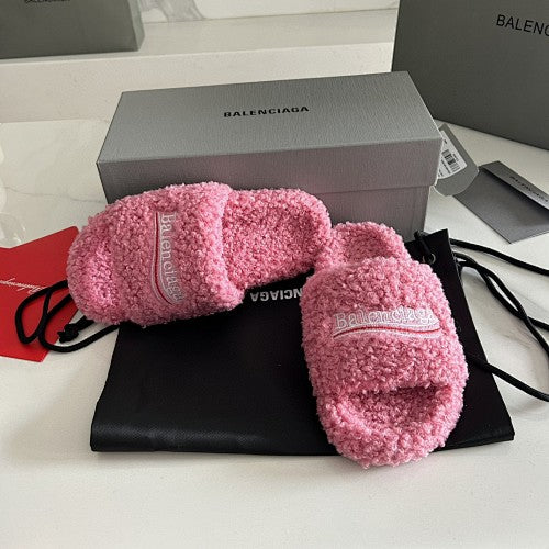 Balenciaga Furry Logo Slide Sandals