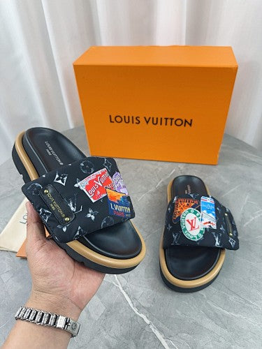 Louis Vuitton Monogram Travel Sticker Slide Sandals