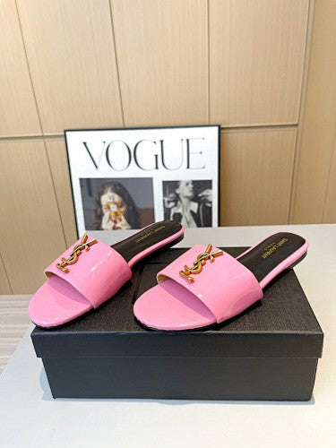 Saint Laurent YSL Cassandre Logo slide sandals