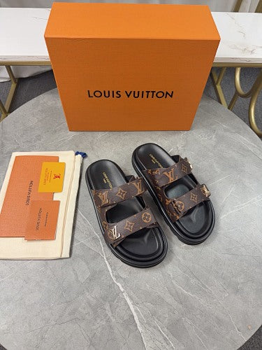 Louis Vuitton LV Trainer/Pool-Style Double-Strap Slide Sandals