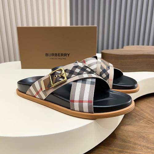 Burberry Vintage Check Criss-Cross Buckle Slide Sandals