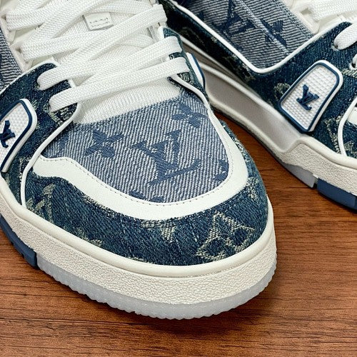 Louis Vuitton LV Trainer Denim Monogram Sneakers – Blue & White