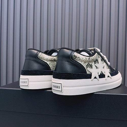 Amiri Skel Top Low Black & White Snakeskin-Print Sneakers