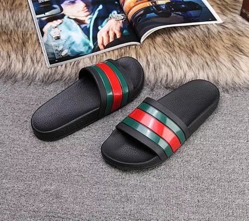 Gucci Web Stripe Pool Slide Sandals