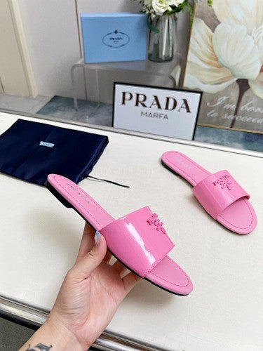 Prada Logo Flat Slide Sandals