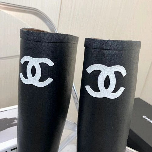 Chanel CC Logo Tall Rain Boots