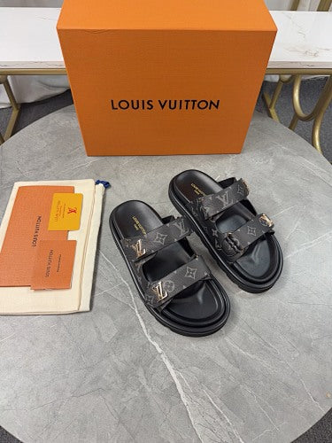 Louis Vuitton Monogram Double-Strap LV Initials Slide Sandals