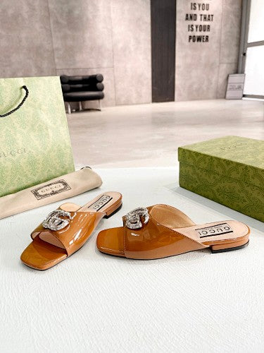 Gucci Double G crystal-embellished slide sandals