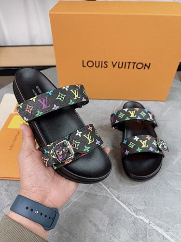 Louis Vuitton Multicolor Monogram Double-Strap Slide Sandals
