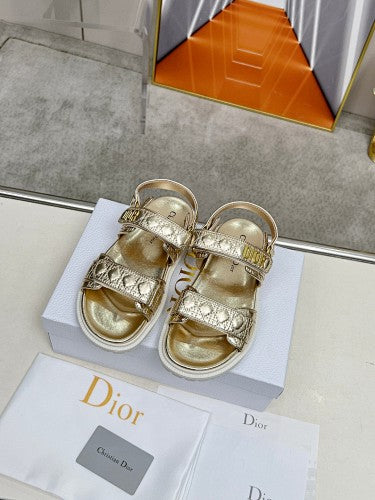 Dior Dioract Cannage Metallic Flat Sandals