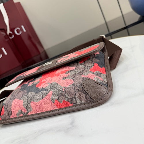 Gucci Small GG Belt Bag in Pink & Red Camouflage Marbled GG Monogra