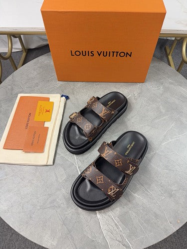 Louis Vuitton LV Trainer/Pool-Style Double-Strap Slide Sandals