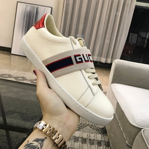 Gucci Ace Logo-Stripe Leather Sneakers