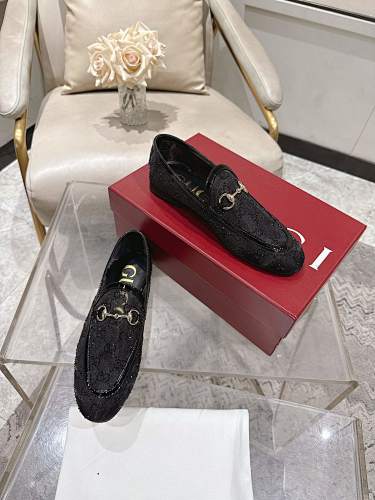 Gucci Black GG Crystal Horsebit Loafers