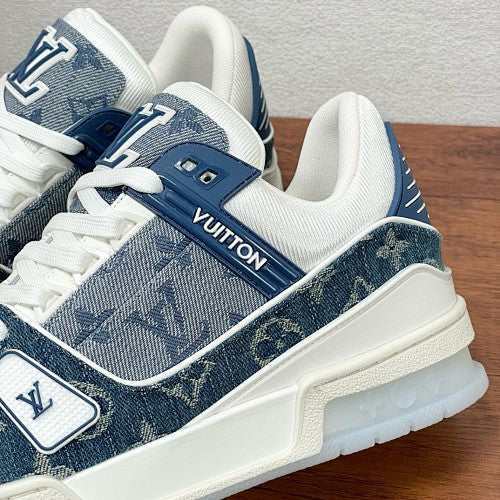 Louis Vuitton LV Trainer Denim Monogram Sneakers – Blue & White