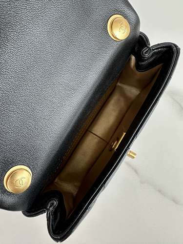 Chanel Black Quilted Flap Bag with Pearl-Embellished Chain Strap