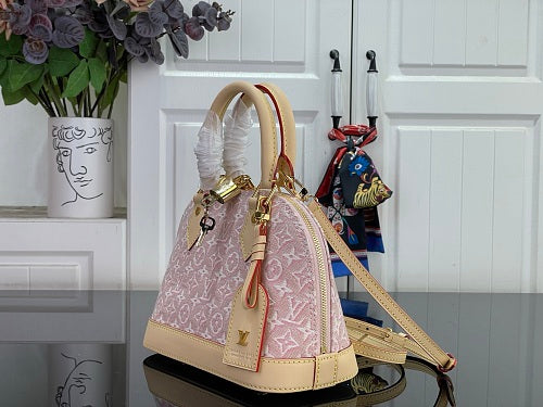 Louis Vuitton Alma BB Monogram Emblème Rose Ruban Jacquard