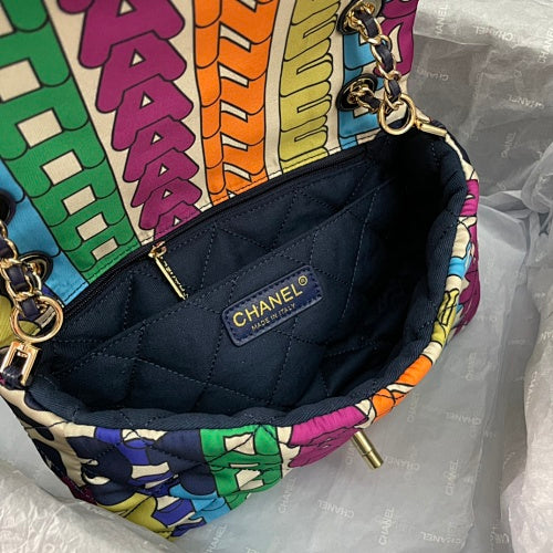 Chanel Multicolor Graffiti Logo Quilted Flap Bag
