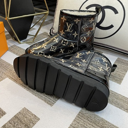 Louis Vuitton Monogram Fur-Lined Transparent Ankle Boots