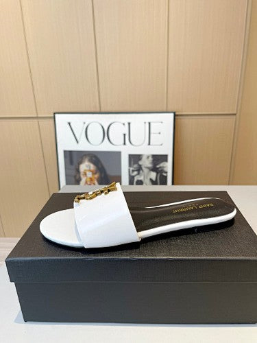 Saint Laurent YSL Cassandre Logo slide sandals