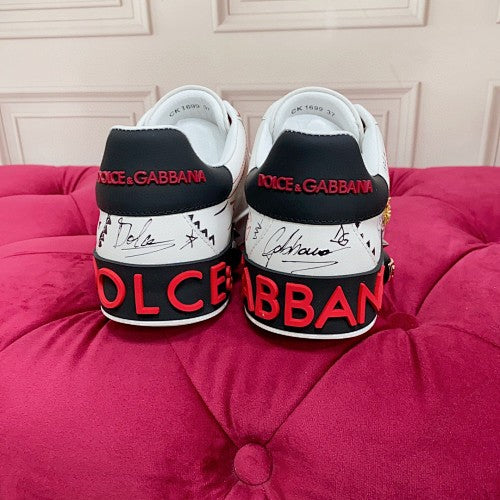 Dolce & Gabbana Portofino Graffiti Crest Low-Top Sneakers