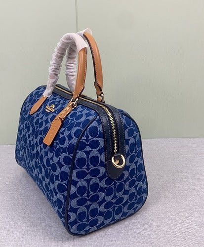 Coach Blue Denim Signature C Rowan Satchel